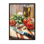 Zestia Siyah Çerçeveli Tablo, Domates ve Mozzarella – Akdeniz Sofrası, Mutfak Dekoru Poster No: 110142 70 x 100