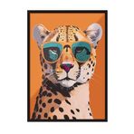 Zestia Siyah Çerçeveli Tablo, Gözlüklü Leopar Pop Art, Genç Odası Dekoru Poster No: 112486 50 x 70