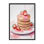 Zestia Siyah Çerçeveli Tablo, Pancake Üzerinde Kiraz – Sevimli Stil, Mutfak Dekoru Poster No: 109486 70 x 100