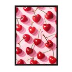 Zestia Siyah Çerçeveli Tablo Parlak Kırmızı Kirazlar – Pop Art Mutfak Dekoru Poster 106187, 30 x 40