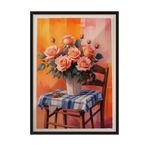 Zestia Siyah Çerçeveli Tablo, Pastel Vazo ve Çiçekler – Natürmort, Mutfak Dekoru Poster No: 109802 70 x 100