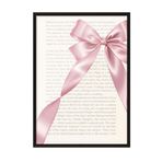 Zestia Siyah Çerçeveli Tablo Pembe Kurdele ve Kitap Sayfası - Minimal Ofis Dekoru Poster 106277, 15 x 21