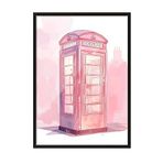 Zestia Siyah Çerçeveli Tablo, Pembe Telefon Kulübesi – Londra Retro, Genç Odası Dekoru Poster No: 106171 70 x 100