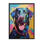 Zestia Siyah Çerçeveli Tablo, Renkli Köpek Portresi – Pop Art, Genç Odası Dekoru Poster No: 112569 70 x 100