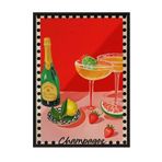 Zestia Siyah Çerçeveli Tablo, Şampanya Kadehi – Retro İllüstrasyon, Mutfak Dekoru Poster No: 109708 30 x 40