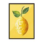 Zestia Siyah Çerçeveli Tablo, Sarı Limon Minimal İllüstrasyonu, Mutfak Dekoru Poster No: 110216 70 x 100