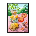 Zestia Siyah Çerçeveli Tablo, Tropikal Meyveler ve Yapraklar, Mutfak Dekoru Poster No: 113406 50 x 70
