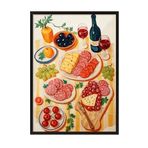 Zestia Siyah Çerçeveli Tablo, Zengin Kahvaltı ve Meyve Düzeni, Mutfak Dekoru Poster No: 109984 30 x 40