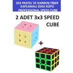 ZETCONCEPT 2 Adet 3x3 Zeka Sabır Küpü Karbon Fiber ve Pastel Renkli Profesyonel Speed Cube