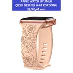 ZETCONCEPT Apple Watch 4 5 6 7 8 9 10 Se 38 40 41mm AyÇiçeği Desenli Kordon Kayış Kaliteli Silikon Bileklik