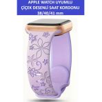 Zetconcept Apple Watch 4 5 6 7 8 9 10 Se 38 40 41Mm Çift Çiçek Desenli Kordon Kayış Kaliteli Silikon Bileklik