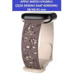 Zetconcept Apple Watch 4 5 6 7 8 9 10 Se 38 40 41Mm Kelebek Gül Desenli Kordon Kayış Kaliteli Silikon Bileklik