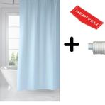Zethome Banyo Duş Perdesi 0010 Mavi 120x200 Perde Borusu Askı Aparatı 90x130 Hediyeli