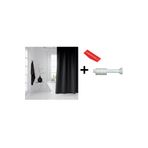 Zethome Banyo Duş Perdesi 0010 Siyah 120x200 Perde Borusu Askı Aparatı 90x130 Hediyeli
