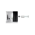 Zethome Banyo Duş Perdesi 0010 Siyah 180x200 Perde Borusu Askı Aparatı 120x200 Hediyeli
