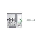 Zethome Banyo Duş Perdesi 3391 120x200 Perde Borusu Askı Aparatı 90x130 Hediyeli