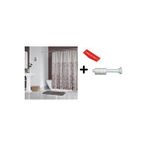 Zethome Banyo Duş Perdesi 4247 120x200 Perde Borusu Askı Aparatı 90x130 Hediyeli Kahverengi
