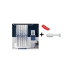 Zethome Banyo Duş Perdesi 4961 Mavi 110x200 Perde Borusu Askı Aparatı 90x130 Hediyeli