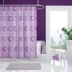 Zethome Banyo Duş Perdesi 5033 Lila 180x200 Perde Borusu Askı Aparatı Pembe 160x260 Hediyeli