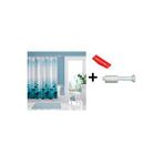 Zethome Banyo Duş Perdesi 5075 120x200 Perde Borusu Askı Aparatı 90x130 Hediyeli Mavi