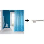 Zethome Banyo Duş Perdesi 6303 180 x 200 Perde Borusu Askı Aparatı 120 x 200 cm - Mavi