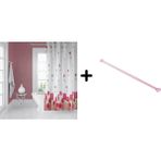 Zethome Banyo Duş Perdesi 7017 180X200 Perde Borusu Askı Aparatı Pembe 160X260 Hediyeli - Renkli