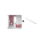 Zethome Banyo Duş Perdesi 7017 180x200 Perde Borusu Askı Aparatı Pembe 160x260 Hediyeli