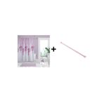 Zethome Banyo Duş Perdesi 7359 180x200 Perde Borusu Askı Aparatı Pembe 160x260 Hediyeli