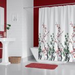 Zethome Banyo Duş Perdesi 7766 120x200 Perde Borusu Askı Aparatı 90x130 Hediyeli