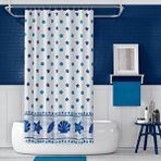 Zethome Banyo Perdesi 1x110x200 Tek Kanat Duş Perdesi Halka Hediyeli Duşakabin Perdesi 4910 Mavi