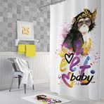 Zethome Banyo Perdesi 1x120x200 Tek Kanat Duş Perdesi Halka Hediyeli Duşakabin Perdesi Sweet Baby Beyaz