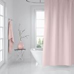 Zethome Banyo Perdesi 1x180x200 Tek Kanat Duş Perdesi Halka Hediyeli Duşakabin Perdesi 0010 Pudra Pembe