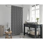Zethome Banyo Perdesi 1x180x200 Tek Kanat Duş Perdesi Halka Hediyeli Duşakabin Perdesi 1076 Siyah