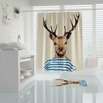 Zethome Banyo Perdesi 1x180x200 Tek Kanat Duş Perdesi Halka Hediyeli Duşakabin Perdesi Deer Beyaz