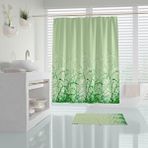 Zethome Banyo Perdesi 1x180x200 Tek Kanat Duş Perdesi Halka Hediyeli Duşakabin Perdesi Hayfield Yeşil