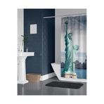 Zethome Banyo Perdesi 1x180x200 Tek Kanat Duş Perdesi Halka Hediyeli Duşakabin Perdesi New York