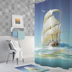 Zethome Banyo Perdesi 1x180x200 Tek Kanat Duş Perdesi Halka Hediyeli Duşakabin Perdesi Ship Çok Renkli
