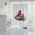 Zethome Banyo Perdesi 1x180x200 Tek Kanat Duş Perdesi Halka Hediyeli Duşakabin Perdesi Spa Beyaz
