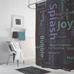 Zethome Banyo Perdesi 1x180x200 Tek Kanat Duş Perdesi Halka Hediyeli Duşakabin Perdesi World Cloud Siyah