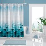 Zethome Banyo Perdesi 1x240x200 Tek Kanat Duş Perdesi Halka Hediyeli Duşakabin Perdesi 5075 Mavi