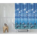 Zethome Banyo Perdesi 1x240x200 Tek Kanat Duş Perdesi Halka Hediyeli Duşakabin Perdesi 8852 Mavi