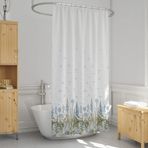 Zethome Banyo Perdesi 2558 1x180x200, Perde Borusu Askı Aparatı Köşe Boru Beyaz Hediyeli, Duş Perdesi Seti