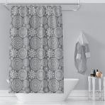 Zethome Banyo Perdesi 2882 1x180x200, Perde Borusu Askı Aparatı Köşe Boru Beyaz Hediyeli, Duş Perdesi Seti