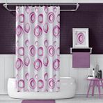 Zethome Banyo Perdesi 2x110x200 Çift Kanat Duş Perdesi Halka Hediyeli Duşakabin Perdesi 4954 Pembe