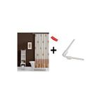 Zethome Banyo Perdesi 4860 2x110x200, Perde Borusu Askı Aparatı Köşe Boru Beyaz Hediyeli, Duş Perdesi Seti Kahverengi