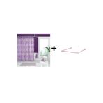 Zethome Banyo Perdesi 5033 Lila 1x180x200, Perde Borusu Askı Aparatı Köşe Boru Pembe Hediyeli, Duş P