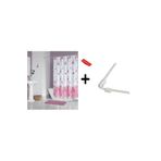 Zethome Banyo Perdesi 6020 1x180x200, Perde Borusu Askı Aparatı Köşe Boru Beyaz Hediyeli, Duş Perdesi Seti