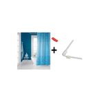 Zethome Banyo Perdesi 6303 1x180x200, Perde Borusu Askı Aparatı Köşe Boru Beyaz Hediyeli, Duş Perdesi Seti