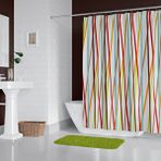 Zethome Banyo Perdesi 6710 1x180x200, Perde Borusu Askı Aparatı Köşe Boru Beyaz Hediyeli, Duş Perdesi Seti Çok Renkli