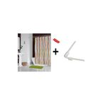 Zethome Banyo Perdesi 6710 1x180x200, Perde Borusu Askı Aparatı Köşe Boru Beyaz Hediyeli, Duş Perdesi Seti